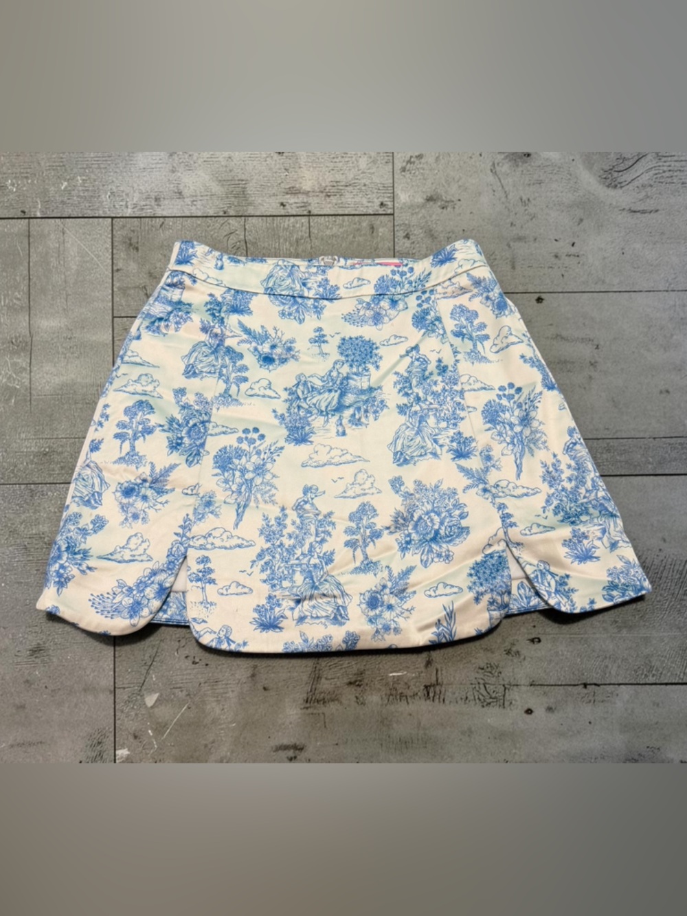 Blue Floral Toile Mini Skirt - Women